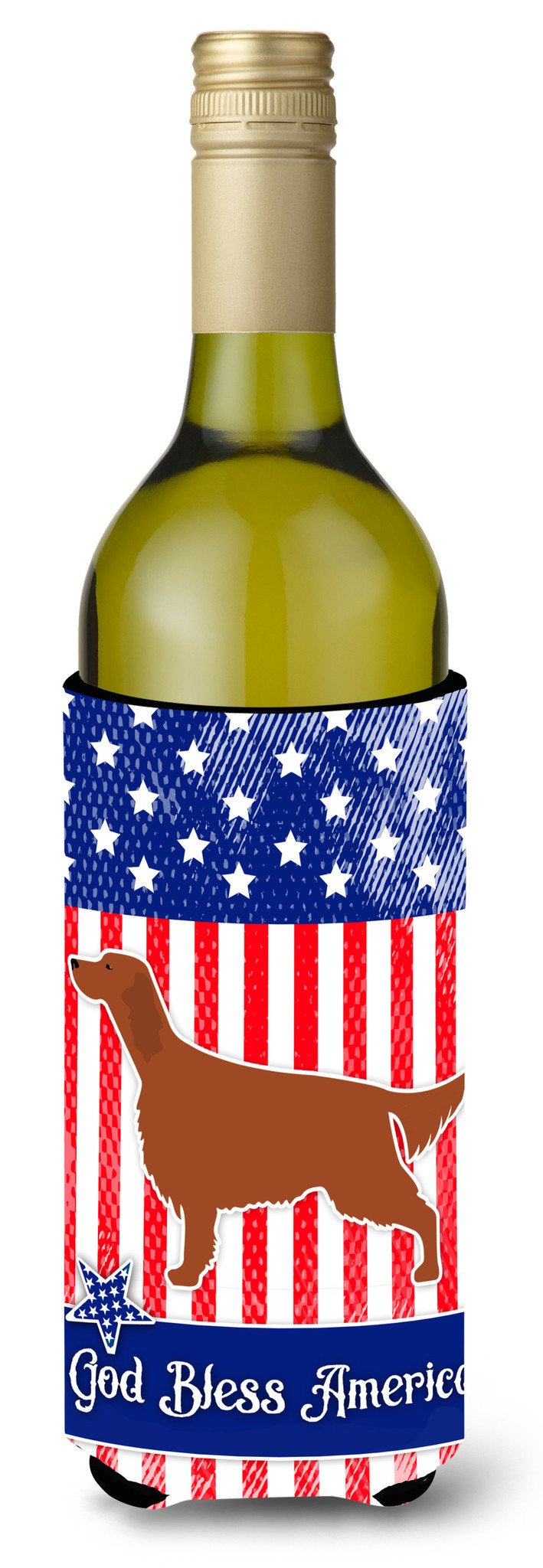 IUSA Patriotic rish Setter Wine Bottle Beverge Insulator Hugger BB3293LITERK by Caroline&#39;s Treasures