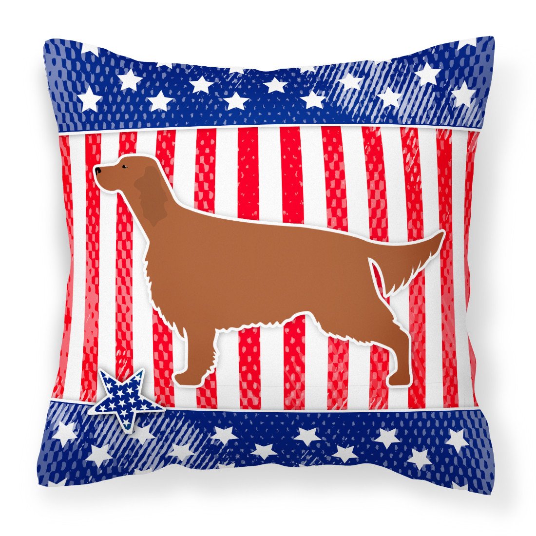 IUSA Patriotic rish Setter Fabric Decorative Pillow BB3293PW1818 by Caroline&#39;s Treasures