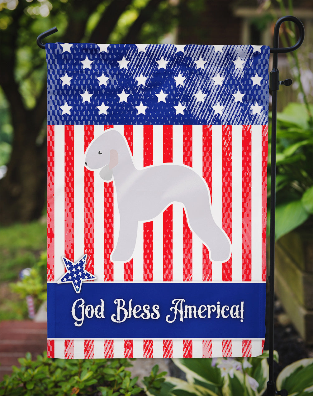 USA Patriotic Bedlington Terrier Flag Garden Size BB3294GF  the-store.com.