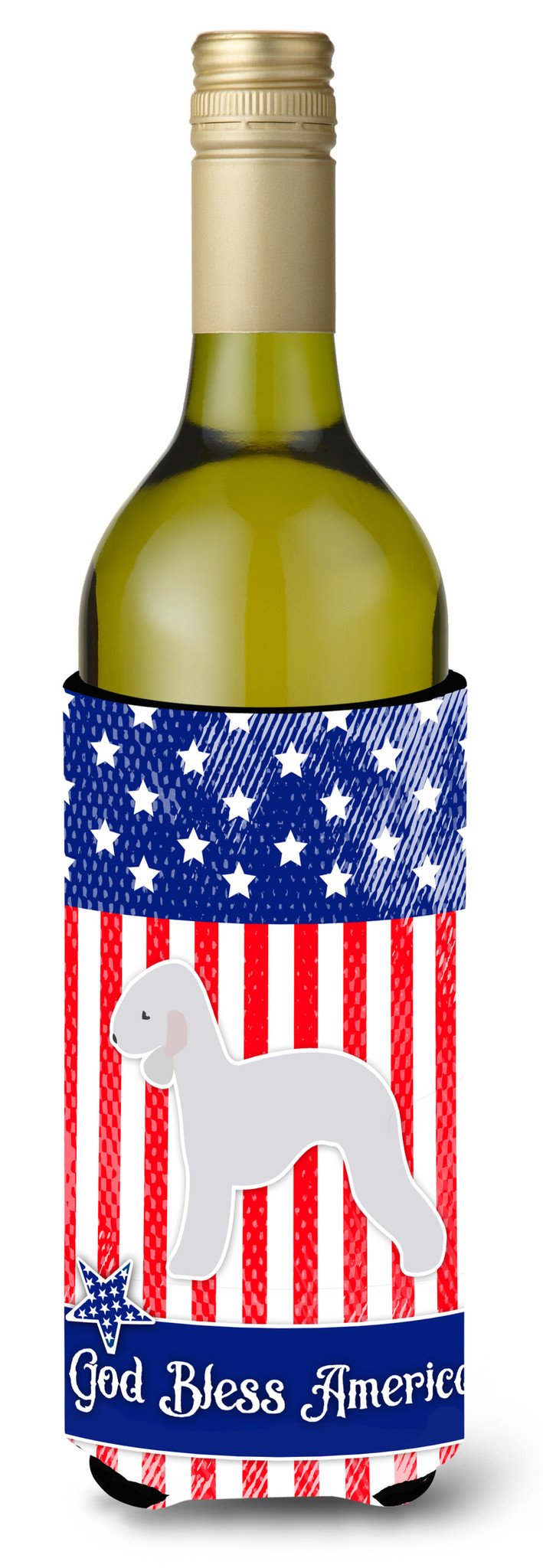 USA Patriotic Bedlington Terrier Wine Bottle Beverge Insulator Hugger BB3294LITERK by Caroline&#39;s Treasures