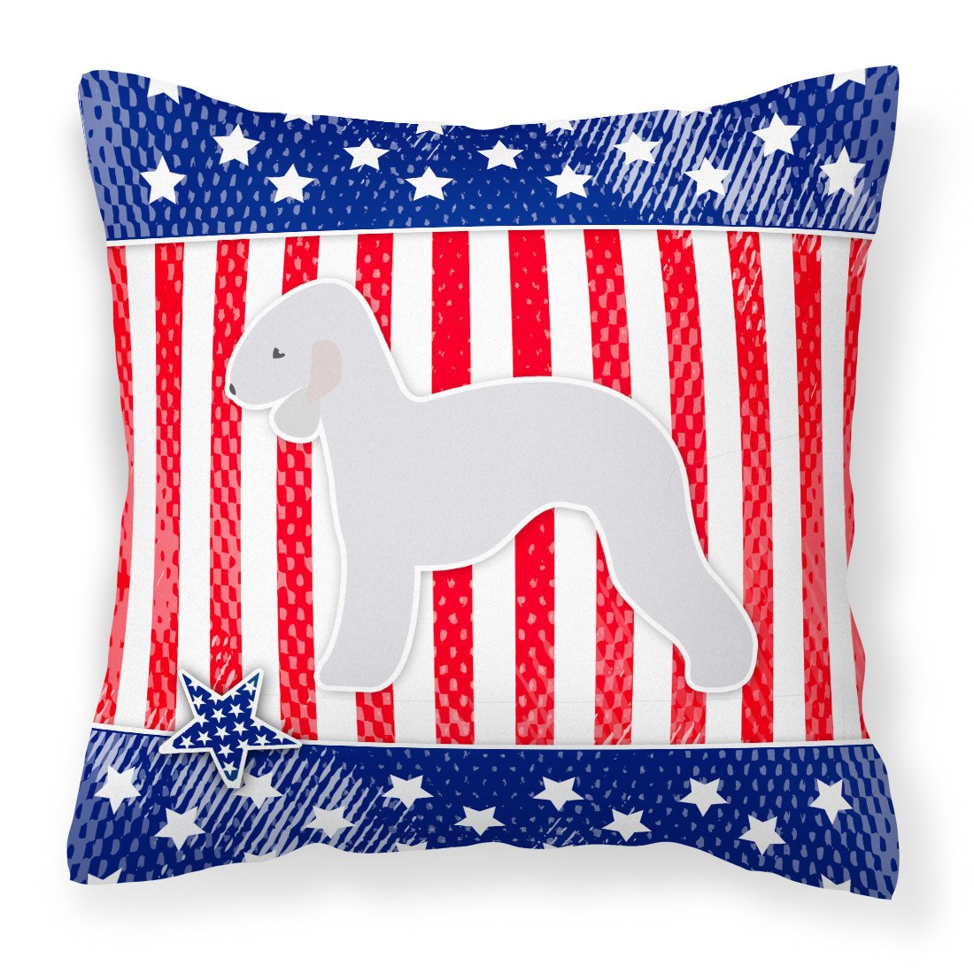 USA Patriotic Bedlington Terrier Fabric Decorative Pillow BB3294PW1818 by Caroline&#39;s Treasures