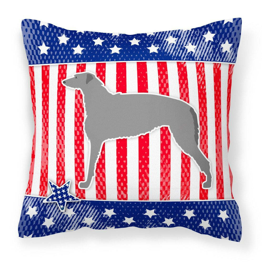 USA Patriotic Scottish Deerhound Fabric Decorative Pillow BB3296PW1818 by Caroline's Treasures