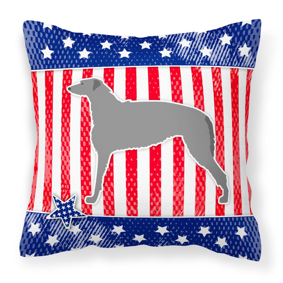 USA Patriotic Scottish Deerhound Fabric Decorative Pillow BB3296PW1818 by Caroline's Treasures