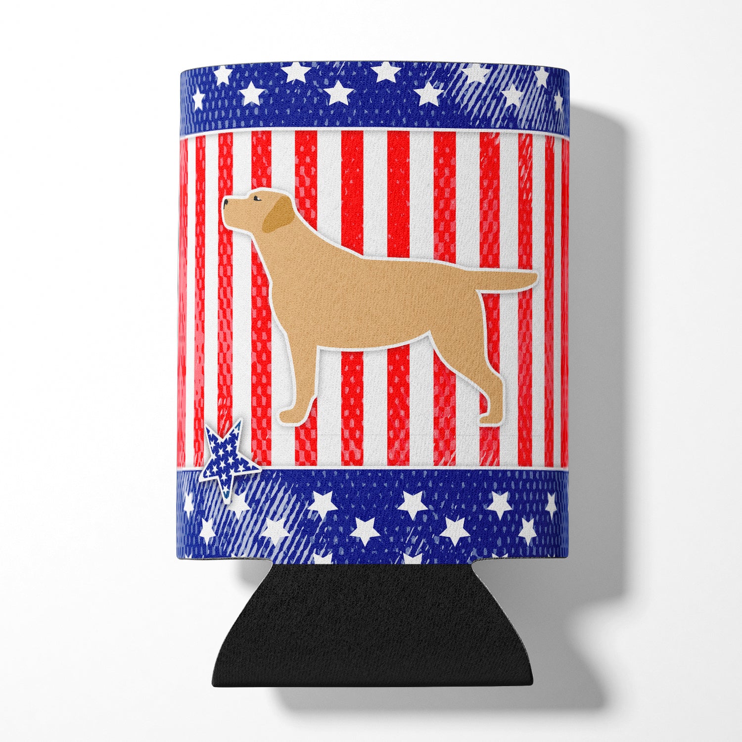 USA Patriotic Yellow Labrador Retriever Can or Bottle Hugger BB3297CC  the-store.com.