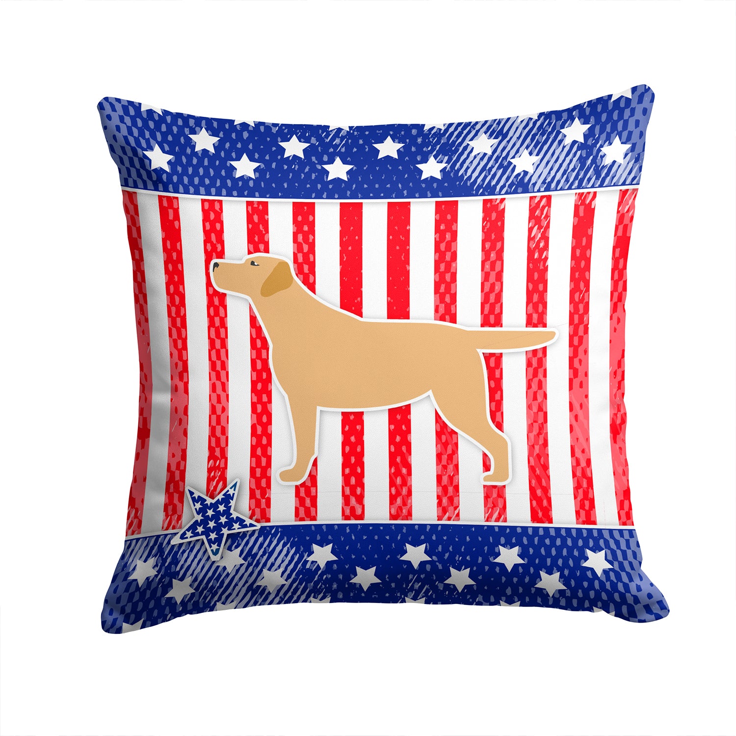 USA Patriotic Yellow Labrador Retriever Fabric Decorative Pillow BB3297PW1414 - the-store.com