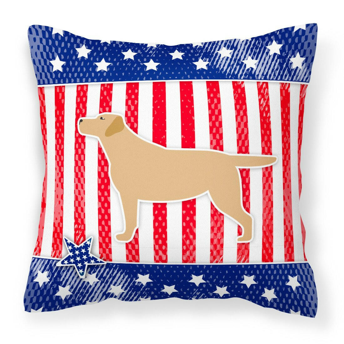 USA Patriotic Yellow Labrador Retriever Fabric Decorative Pillow BB3297PW1818 by Caroline's Treasures