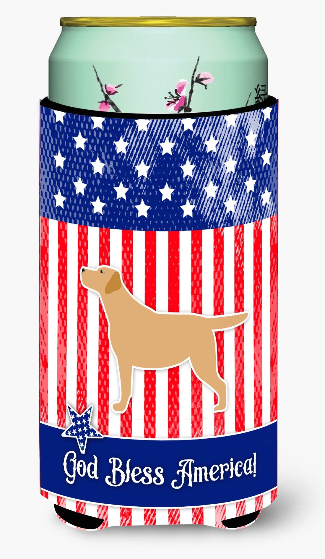 USA Patriotic Yellow Labrador Retriever Tall Boy Beverage Insulator Hugger BB3297TBC by Caroline&#39;s Treasures