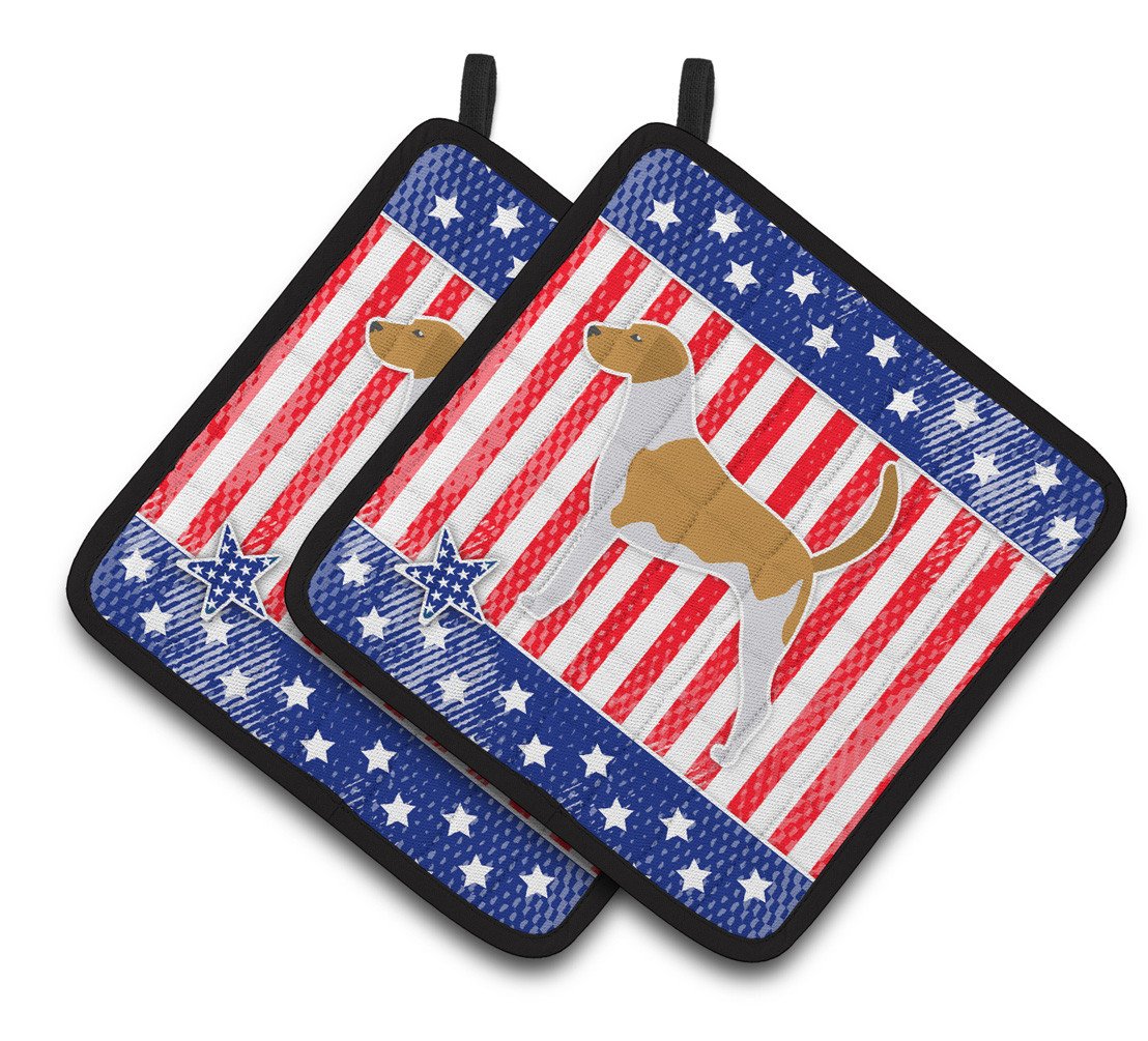 USA Patriotic American Foxhound Pair of Pot Holders BB3298PTHD by Caroline's Treasures
