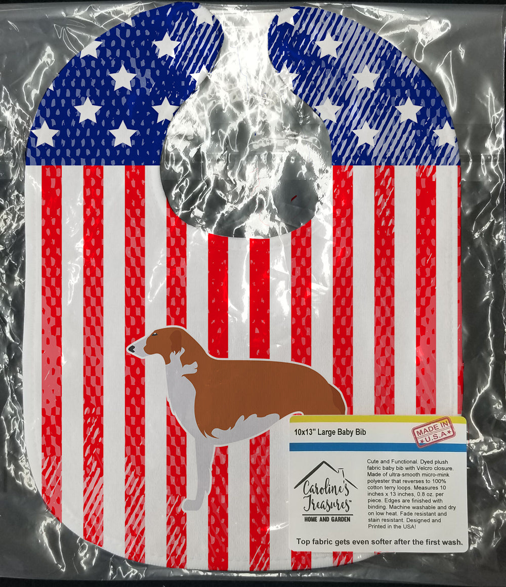 USA Patriotic Borzoi Russian Greyhound Baby Bib BB3299BIB - the-store.com
