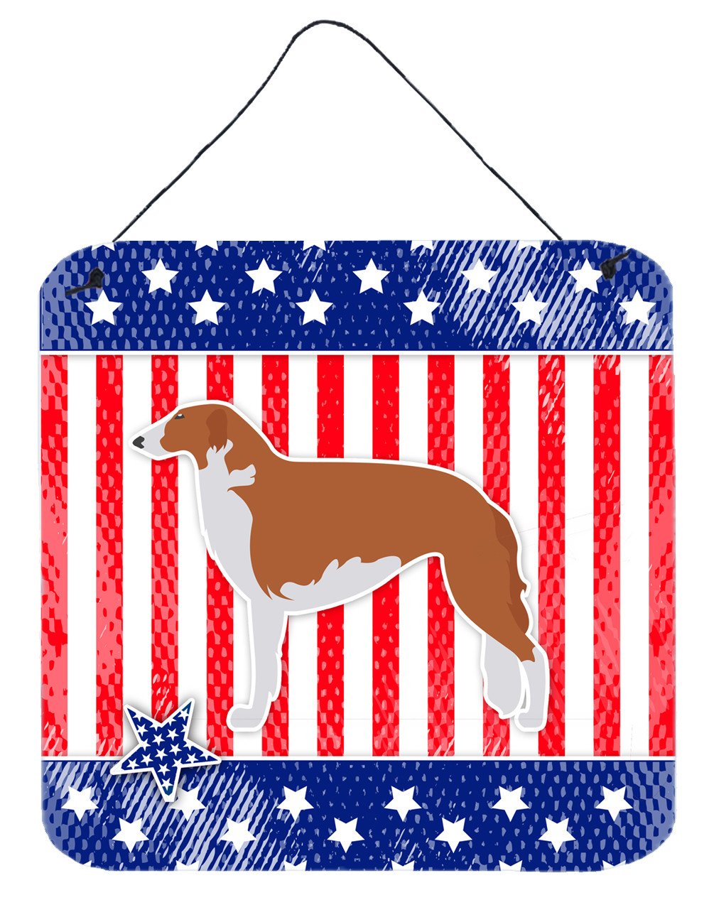 USA Patriotic Borzoi Russian Greyhound Wall or Door Hanging Prints BB3299DS66 by Caroline&#39;s Treasures
