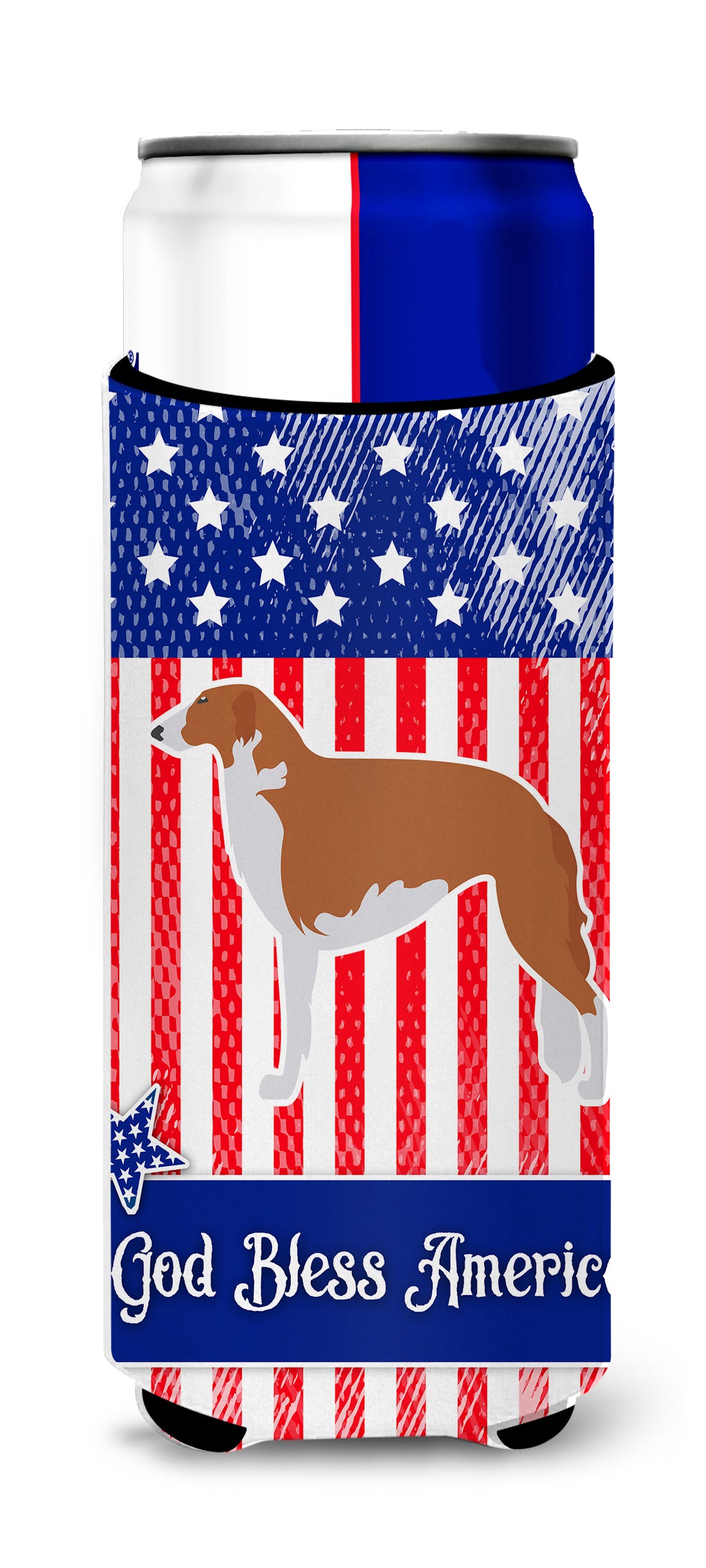 USA Patriotic Borzoi Russian Greyhound  Ultra Hugger for slim cans BB3299MUK  the-store.com.