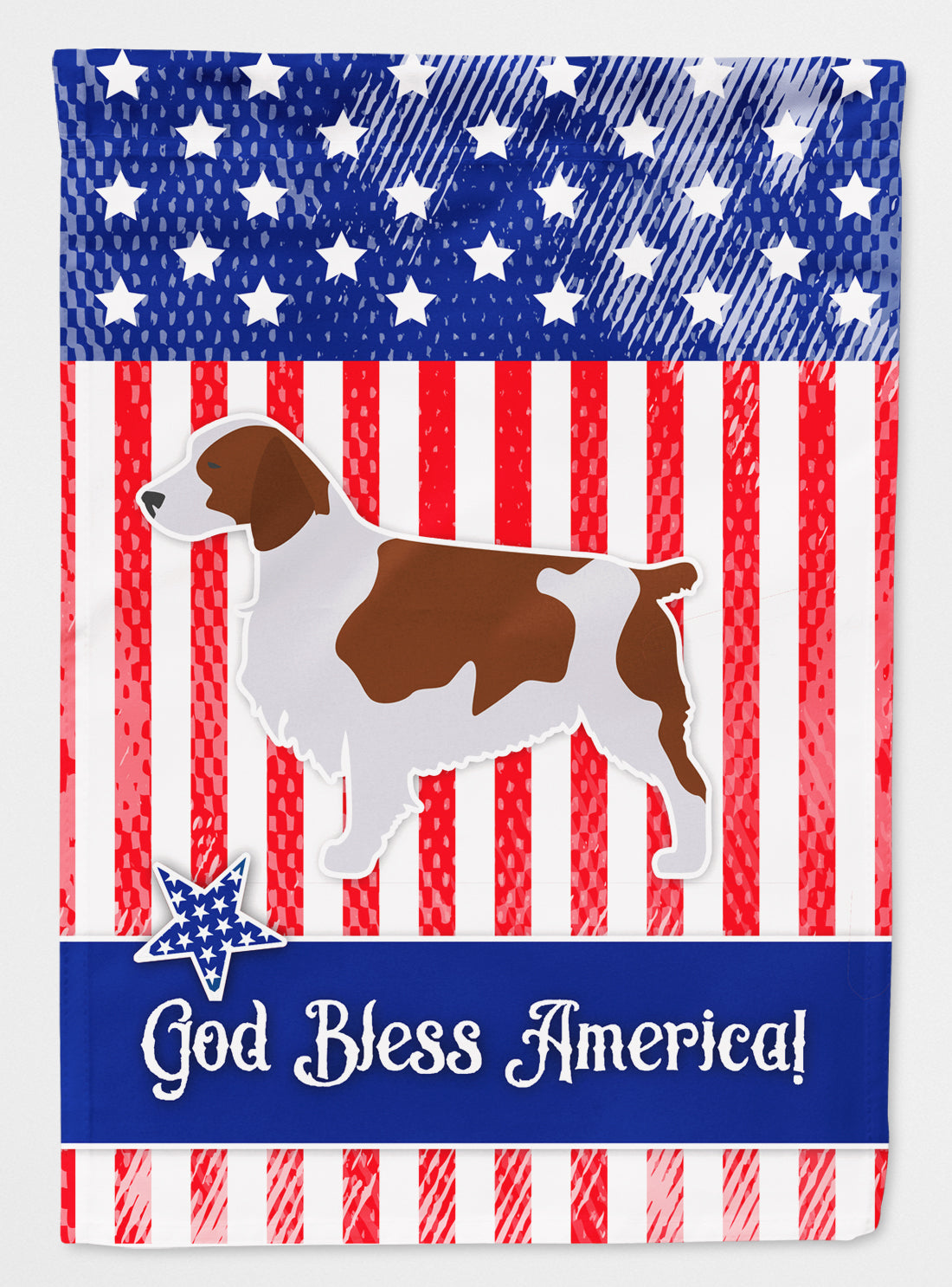 USA Patriotic Welsh Springer Spaniel Flag Canvas House Size BB3300CHF  the-store.com.