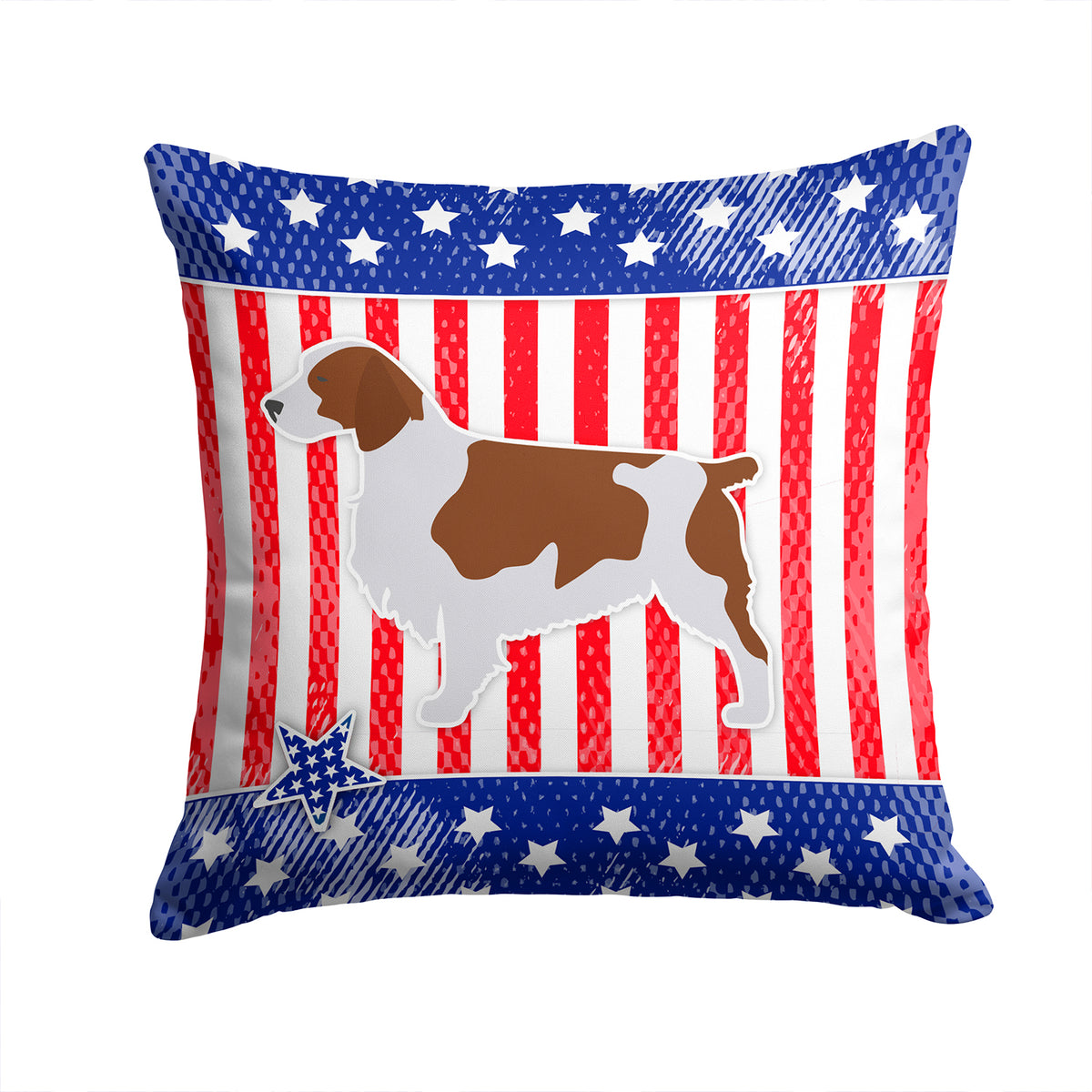 USA Patriotic Welsh Springer Spaniel Fabric Decorative Pillow BB3300PW1414 - the-store.com