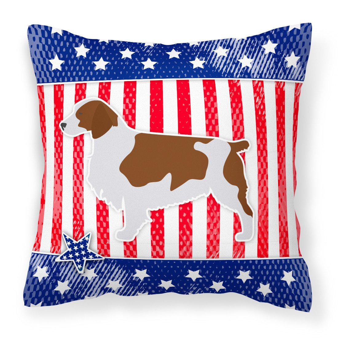 USA Patriotic Welsh Springer Spaniel Fabric Decorative Pillow BB3300PW1818 by Caroline&#39;s Treasures