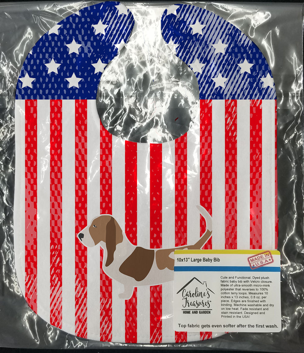 USA Patriotic Basset Hound Baby Bib BB3302BIB - the-store.com
