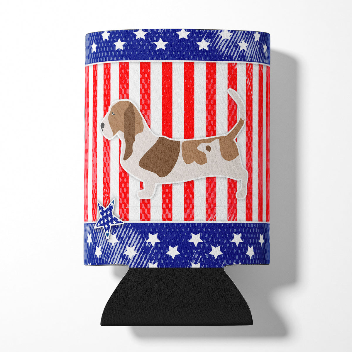 USA Patriotic Basset Hound Can or Bottle Hugger BB3302CC