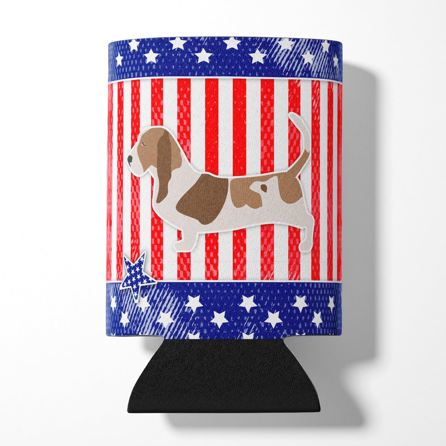 USA Patriotic Basset Hound Can or Bottle Hugger BB3302CC  the-store.com.