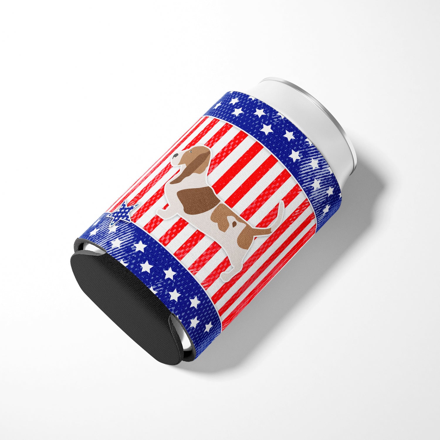 USA Patriotic Basset Hound Can or Bottle Hugger BB3302CC  the-store.com.
