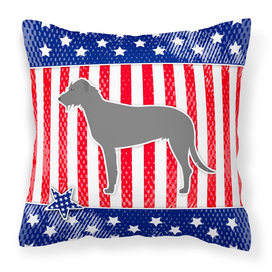 USA Patriotic Irish Wolfhound Fabric Decorative Pillow BB3303PW1818 by Caroline&#39;s Treasures
