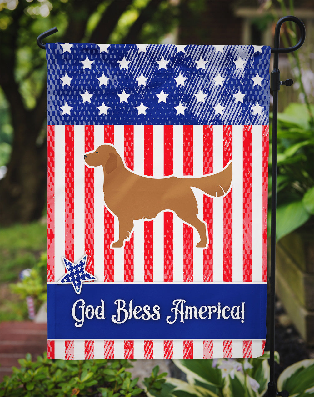 USA Patriotic Golden Retriever Flag Garden Size BB3304GF
