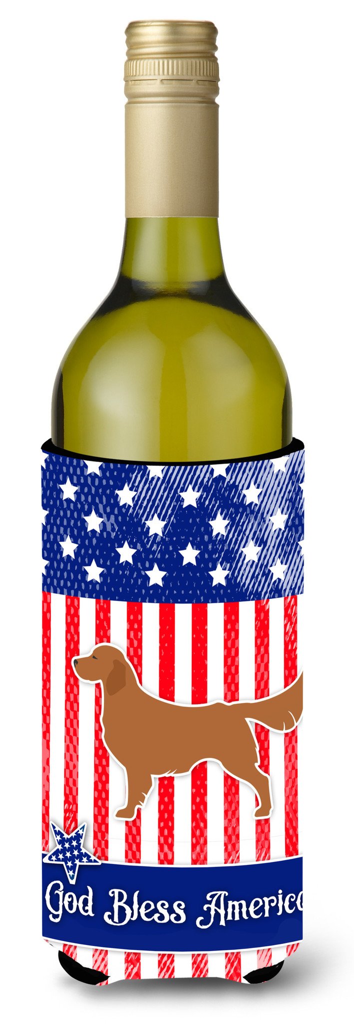 USA Patriotic Golden Retriever Wine Bottle Beverge Insulator Hugger BB3304LITERK by Caroline&#39;s Treasures