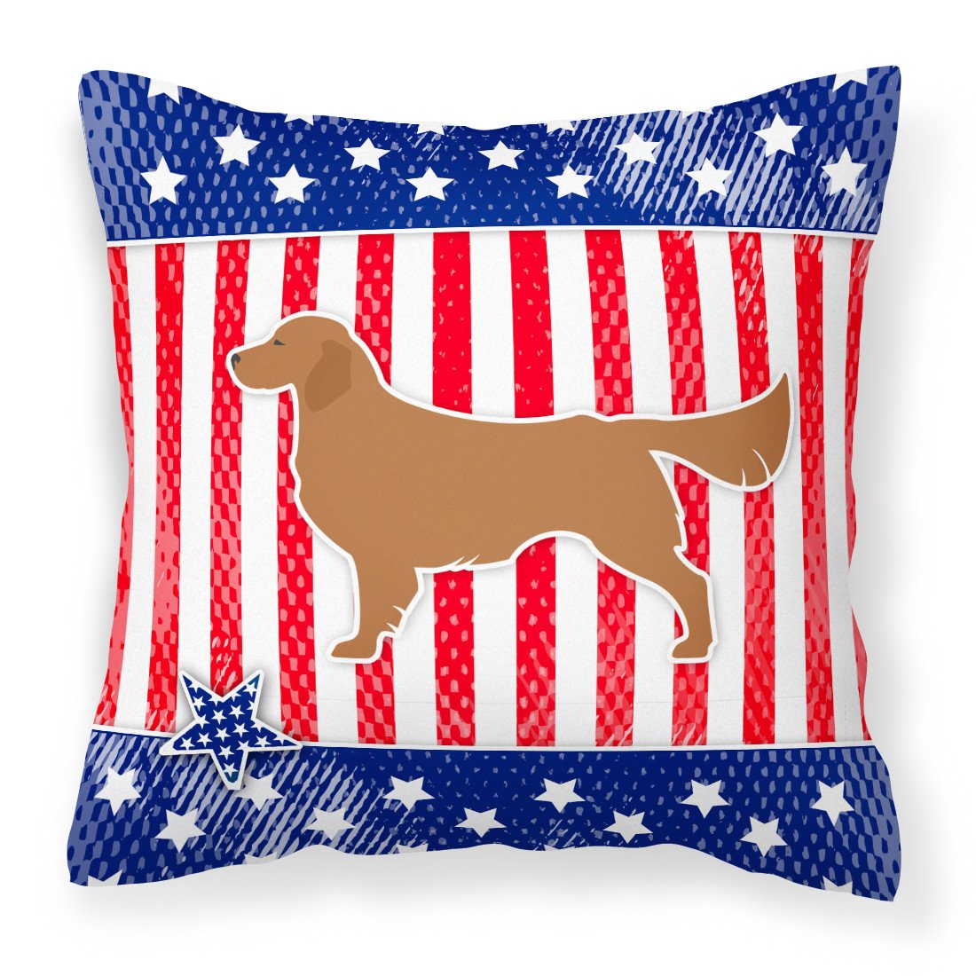 USA Patriotic Golden Retriever Fabric Decorative Pillow BB3304PW1818 by Caroline's Treasures