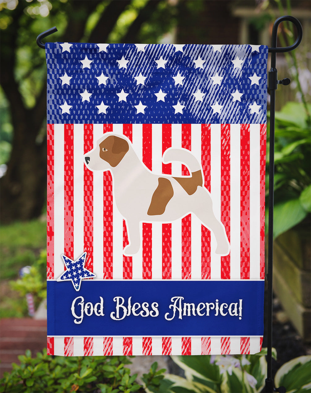 USA Patriotic Jack Russell Terrier Flag Garden Size BB3307GF  the-store.com.