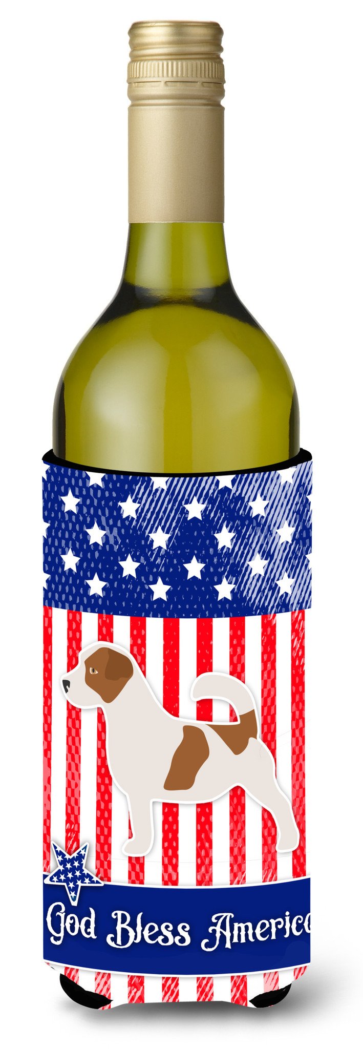 USA Patriotic Jack Russell Terrier Wine Bottle Beverge Insulator Hugger BB3307LITERK by Caroline&#39;s Treasures