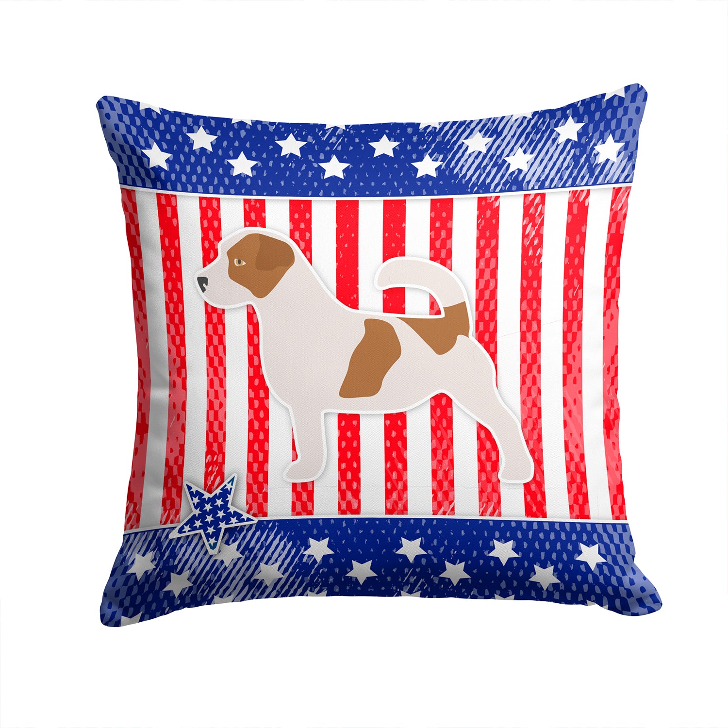 USA Patriotic Jack Russell Terrier Fabric Decorative Pillow BB3307PW1414 - the-store.com
