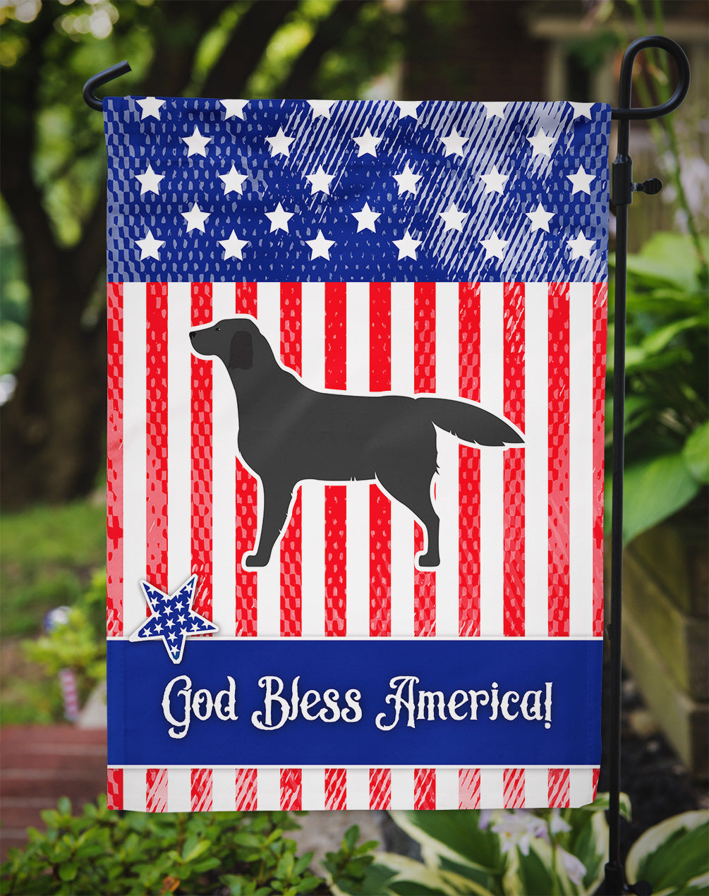 USA Patriotic Black Labrador Retriever Flag Garden Size BB3308GF  the-store.com.