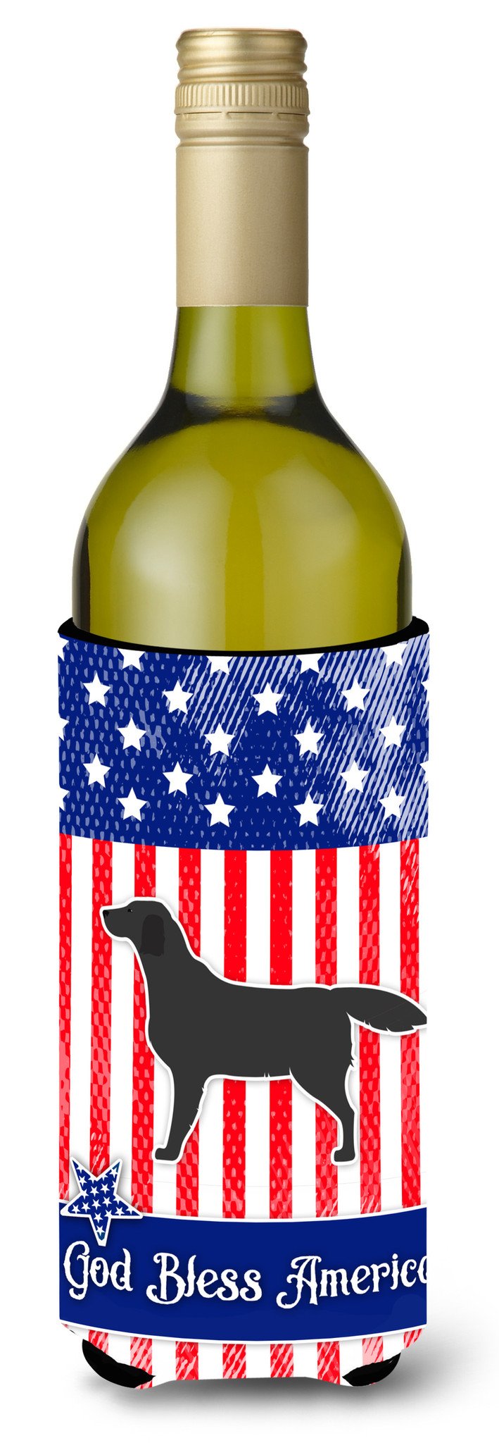 USA Patriotic Black Labrador Retriever Wine Bottle Beverge Insulator Hugger BB3308LITERK by Caroline's Treasures