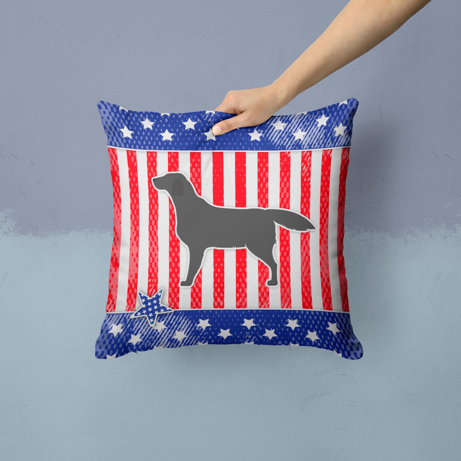 USA Patriotic Black Labrador Retriever Fabric Decorative Pillow BB3308PW1414 - the-store.com