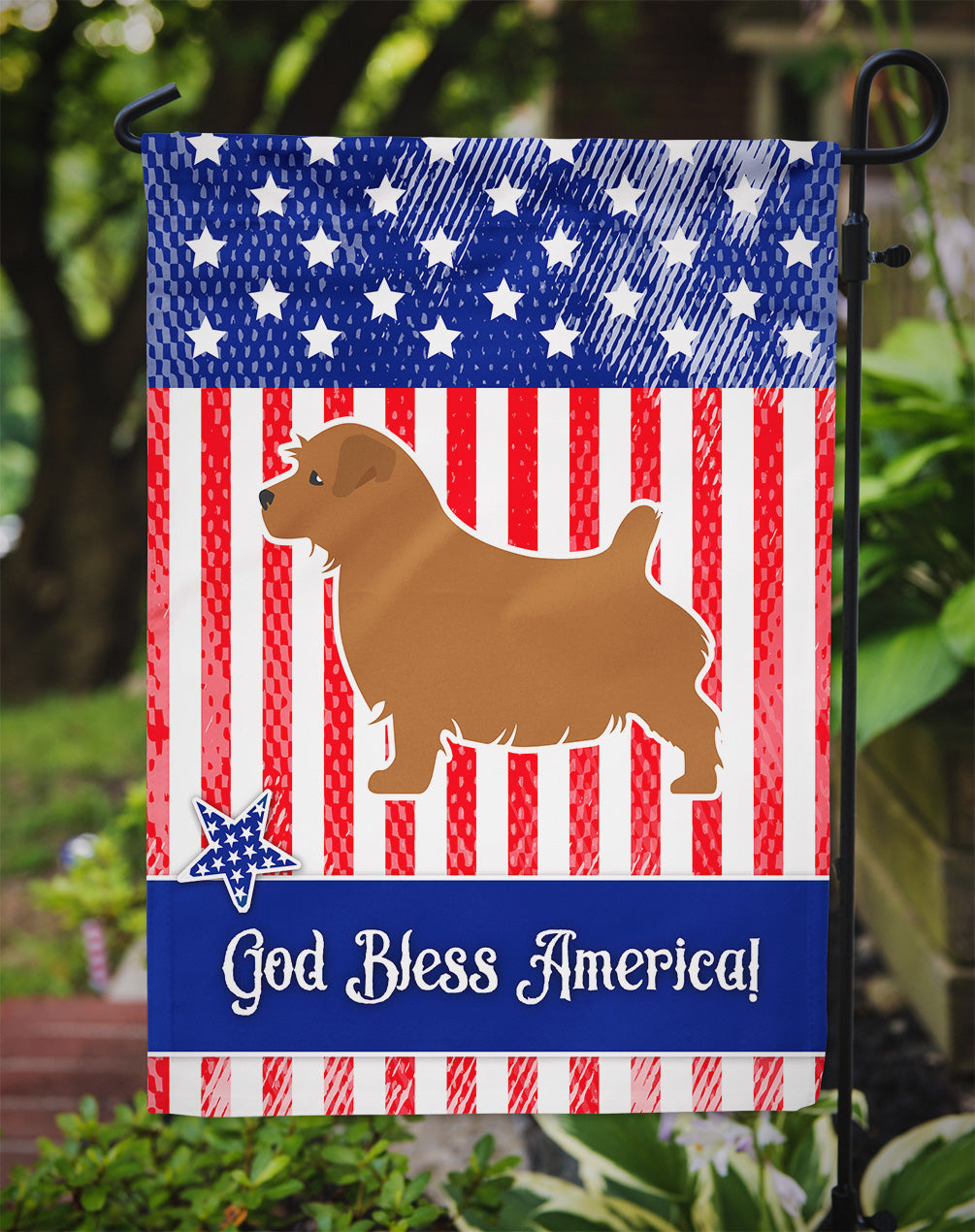 USA Patriotic Norfolk Terrier Flag Garden Size BB3309GF