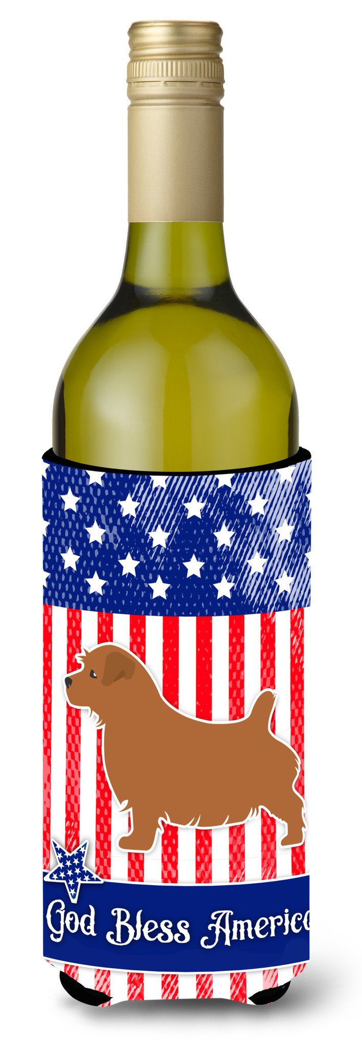 USA Patriotic Norfolk Terrier Wine Bottle Beverge Insulator Hugger BB3309LITERK by Caroline's Treasures