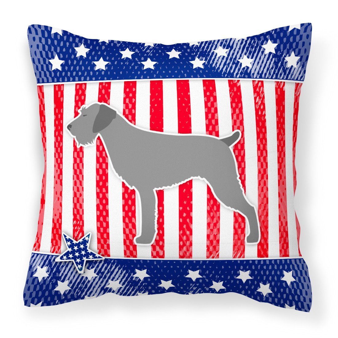 USA Patriotic German Wirehaired Pointer Fabric Decorative Pillow BB3311PW1818 by Caroline&#39;s Treasures
