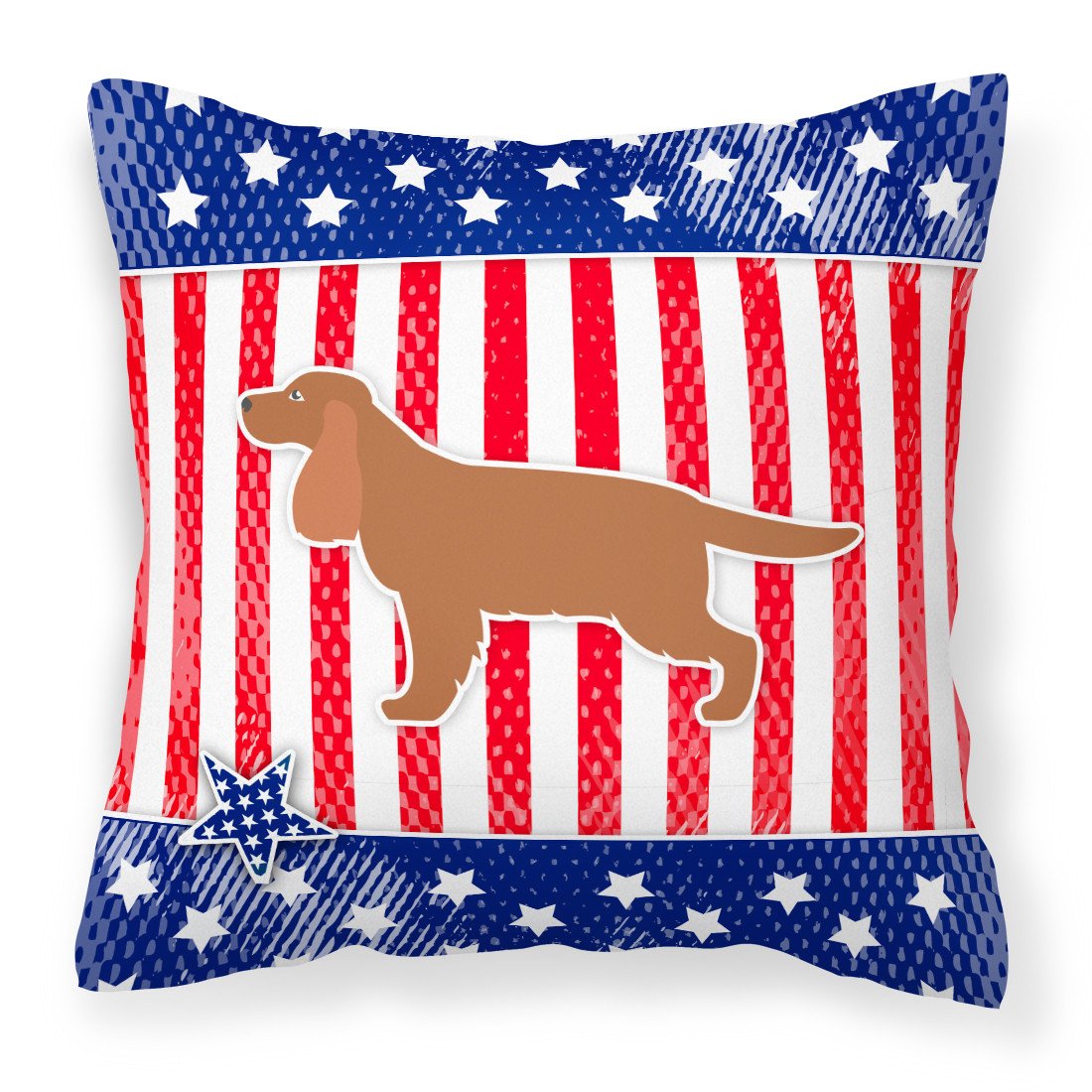 USA Patriotic English Cocker Spaniel Fabric Decorative Pillow BB3312PW1818 by Caroline&#39;s Treasures