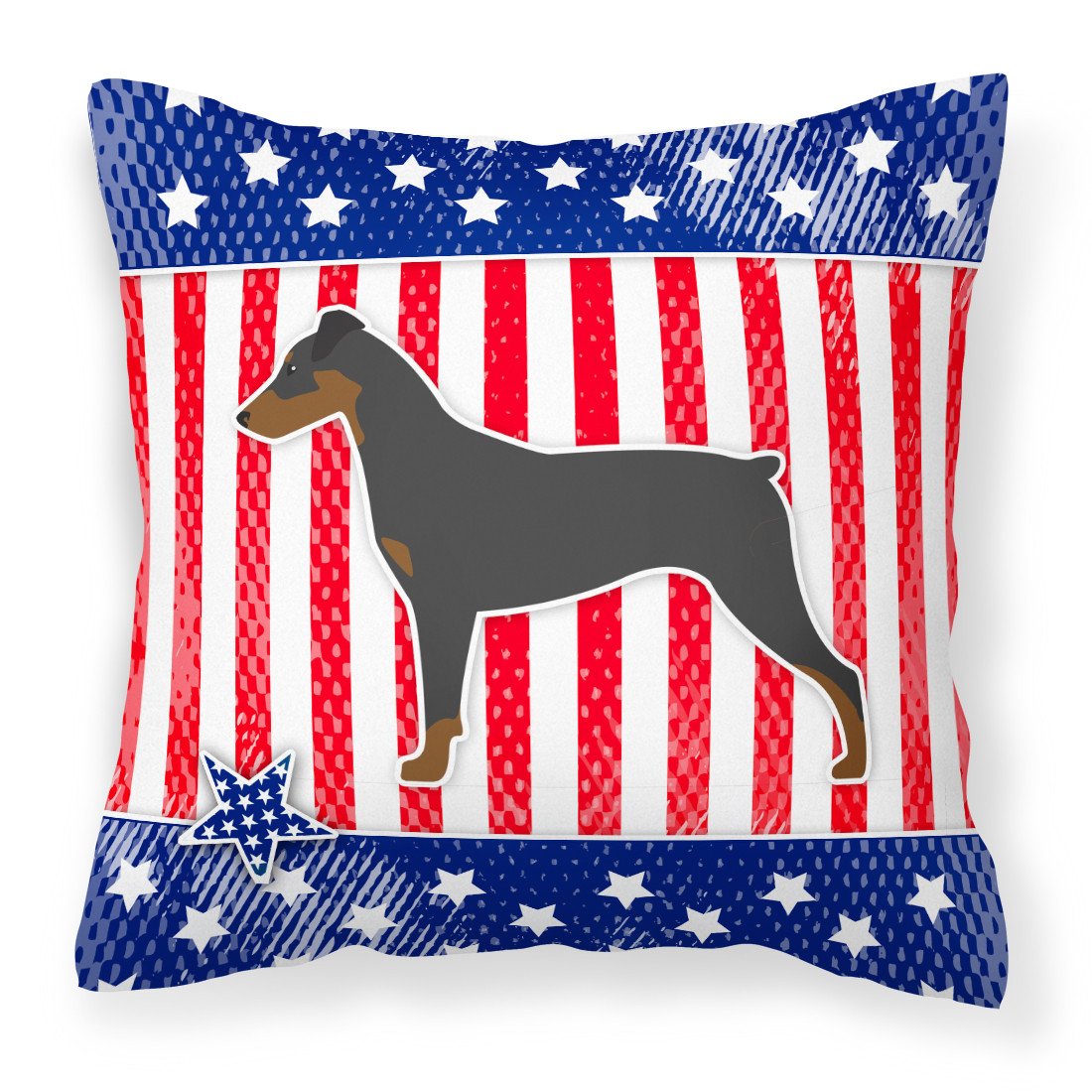 USA Patriotic German Pinscher Fabric Decorative Pillow BB3313PW1818 by Caroline&#39;s Treasures