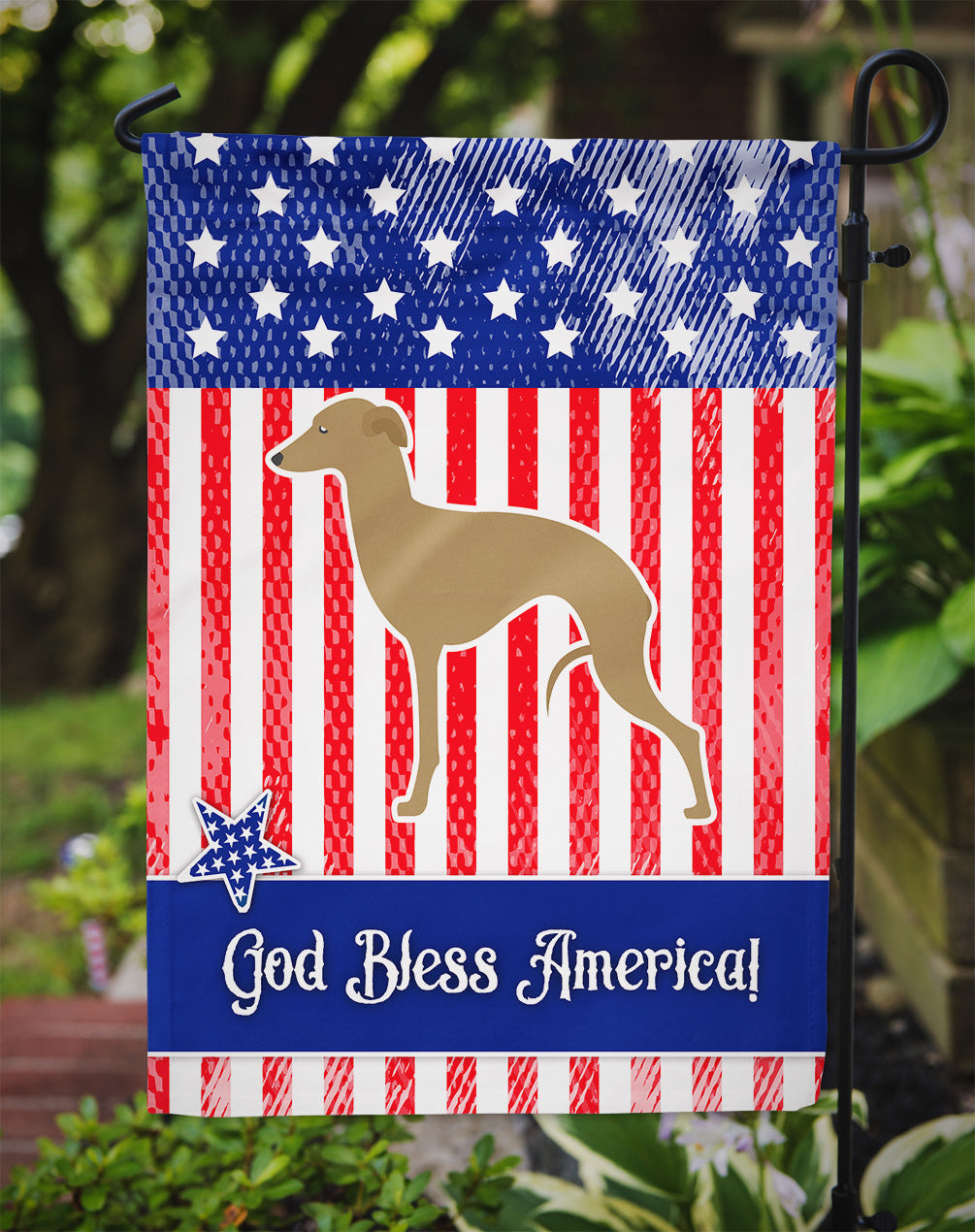 USA Patriotic Italian Greyhound Flag Garden Size BB3314GF  the-store.com.