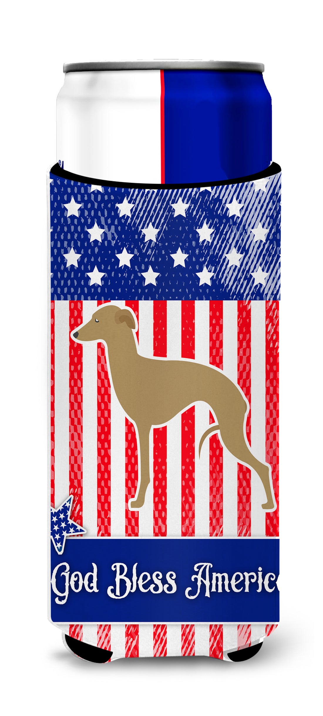 USA Patriotic Italian Greyhound  Ultra Hugger for slim cans BB3314MUK