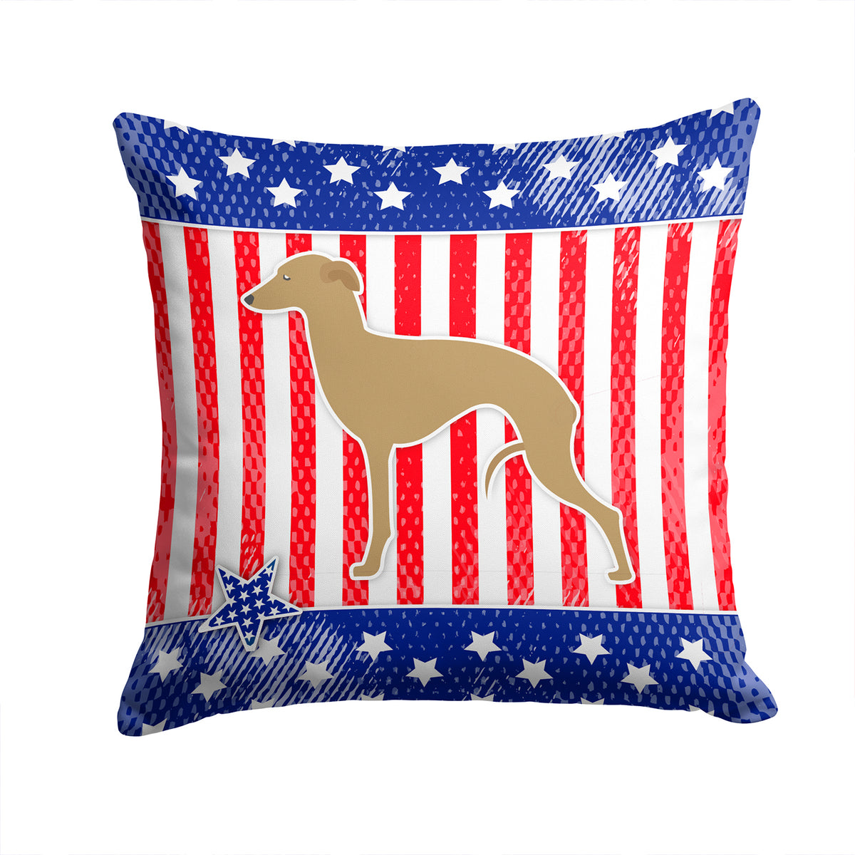 USA Patriotic Italian Greyhound Fabric Decorative Pillow BB3314PW1414 - the-store.com