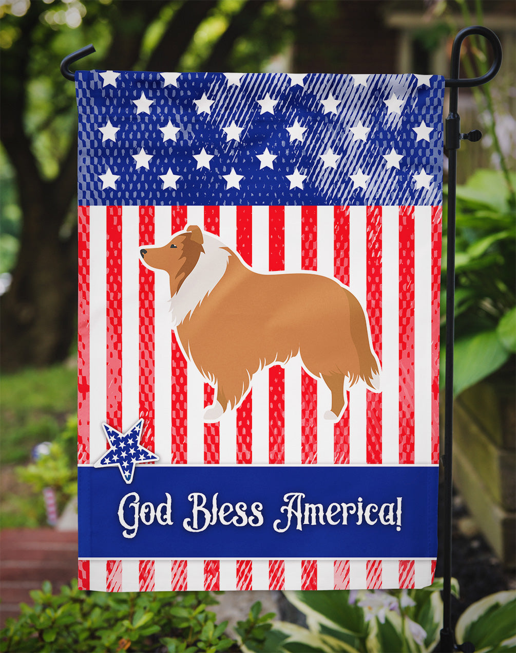 USA Patriotic Collie Flag Garden Size BB3316GF