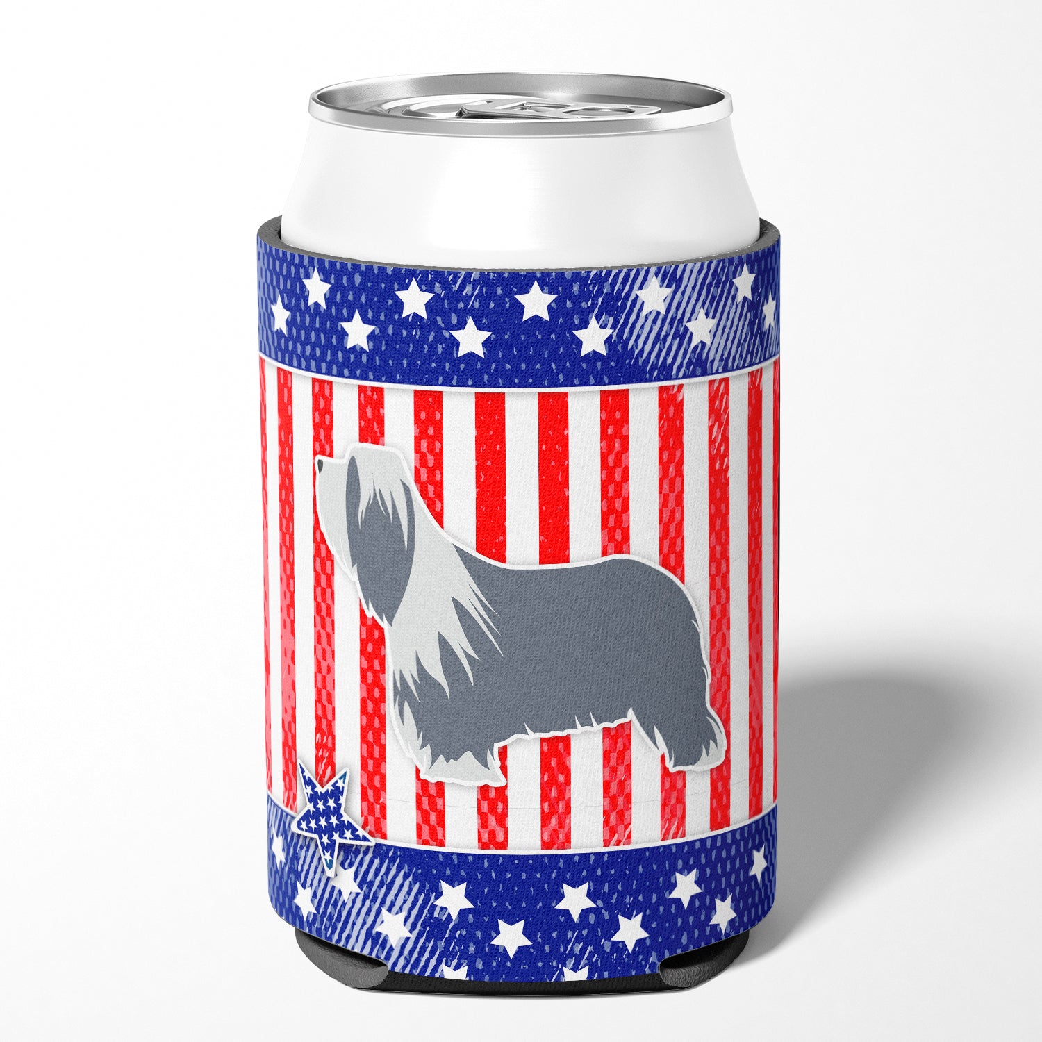 USA Patriotic Bearded Collie Can ou Bottle Hugger BB3317CC