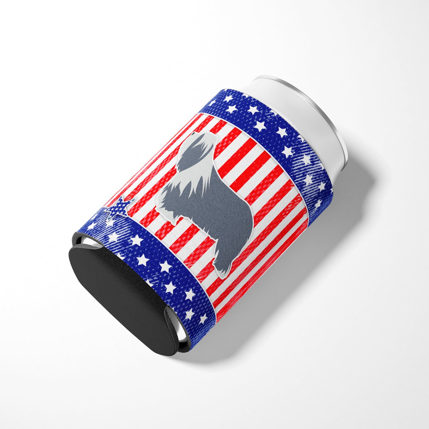 USA Patriotic Bearded Collie Can or Bottle Hugger BB3317CC  the-store.com.