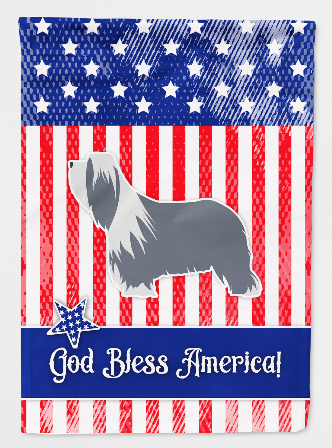USA Patriotic Bearded Collie Flag Canvas House Size BB3317CHF