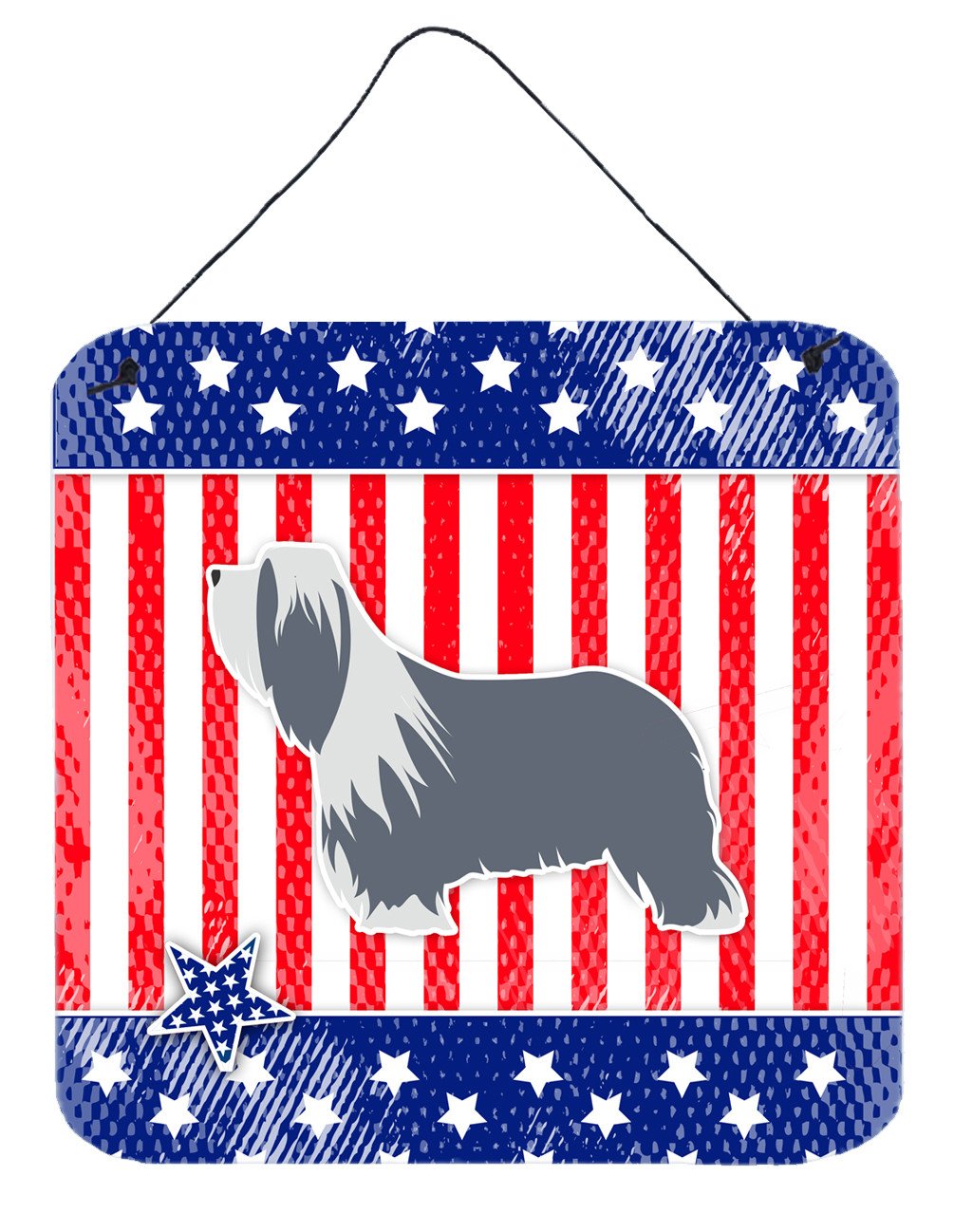 USA Patriotic Bearded Collie Wall or Door Hanging Prints BB3317DS66 by Caroline's Treasures