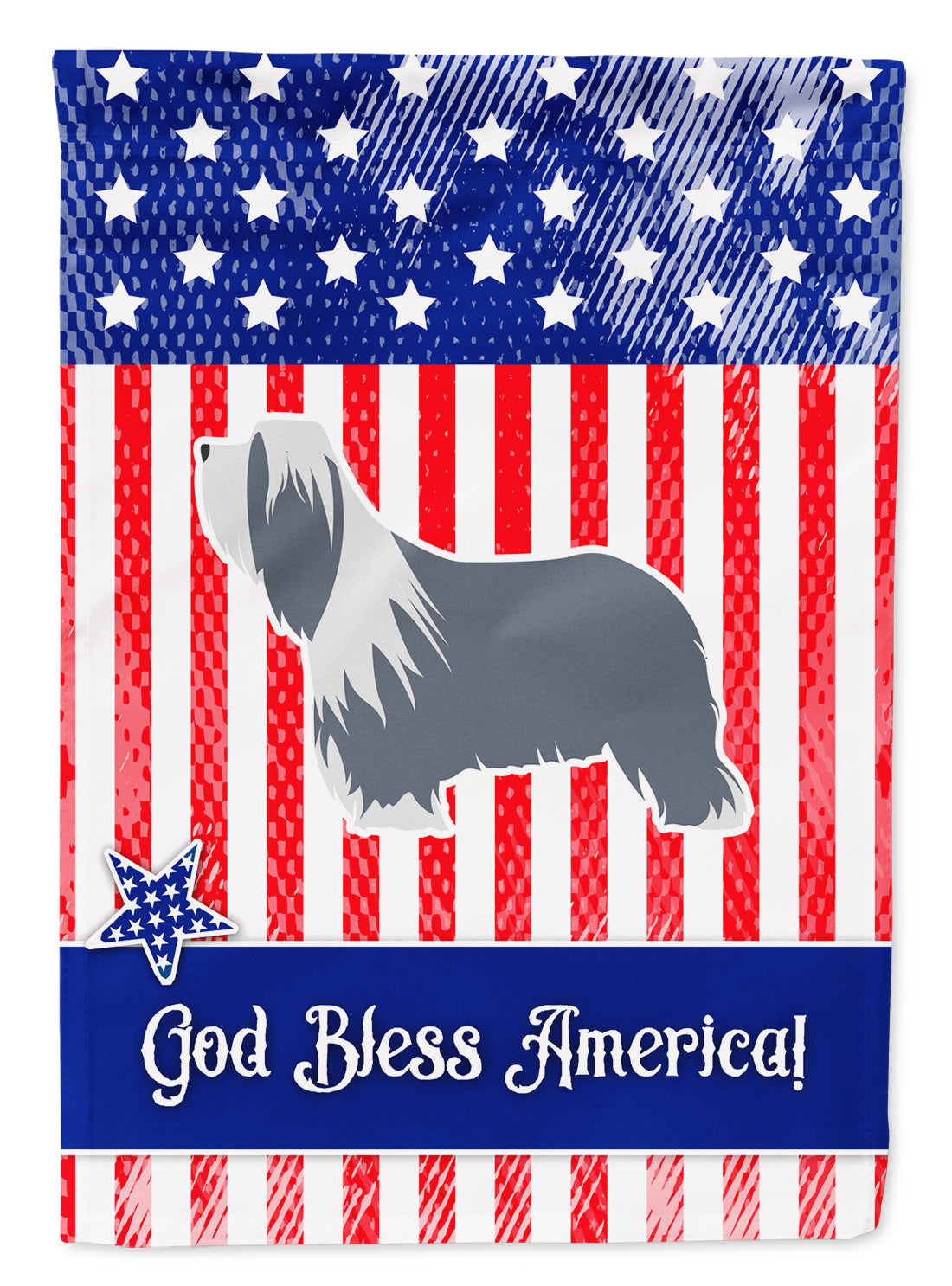 USA Patriotic Bearded Collie Flag Garden Size BB3317GF