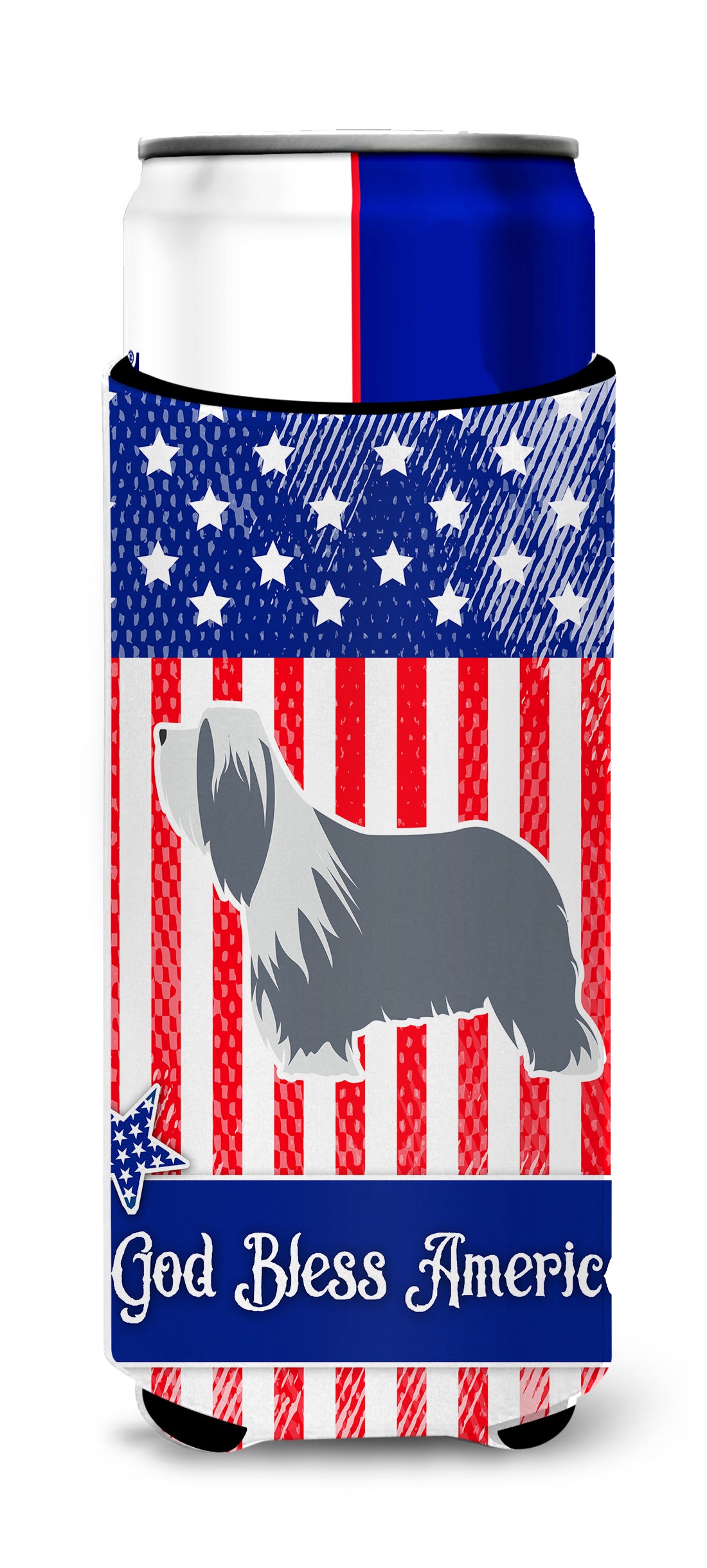 USA Patriotic Bearded Collie  Ultra Hugger for slim cans BB3317MUK