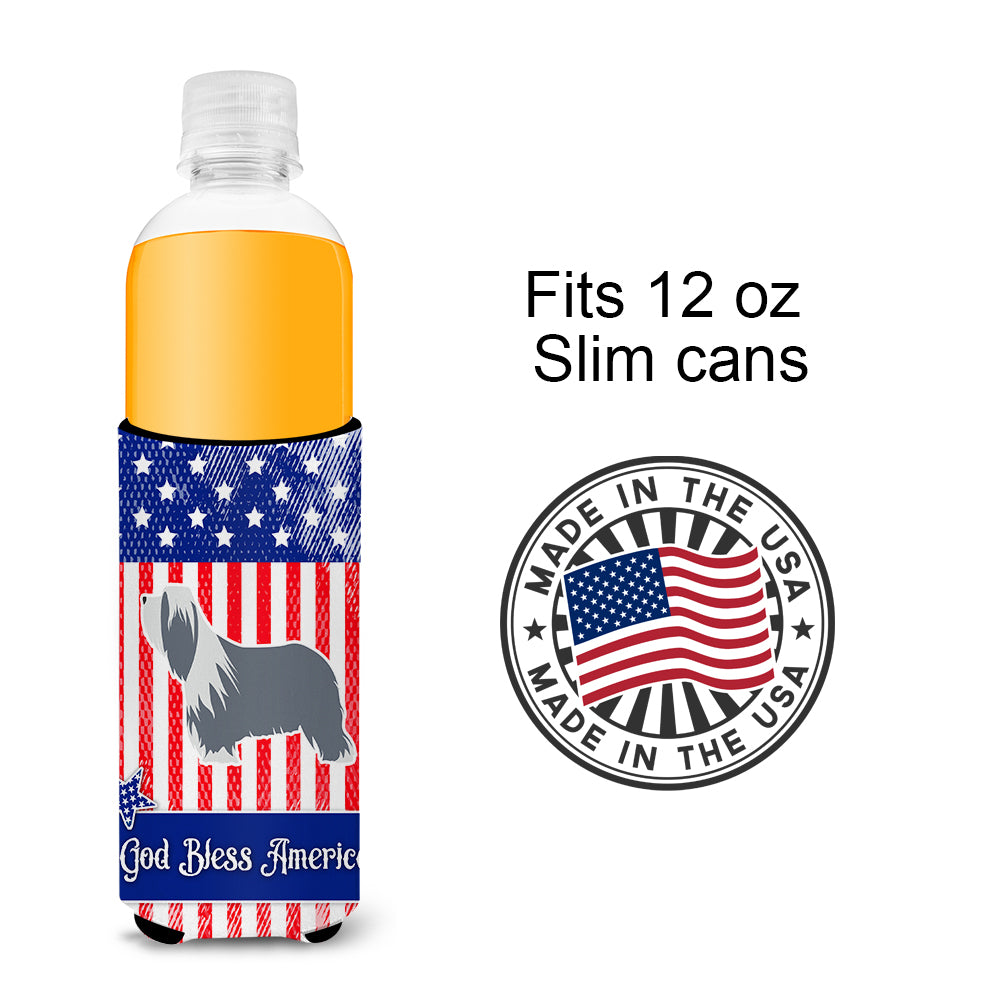 USA Patriotic Bearded Collie  Ultra Hugger for slim cans BB3317MUK  the-store.com.