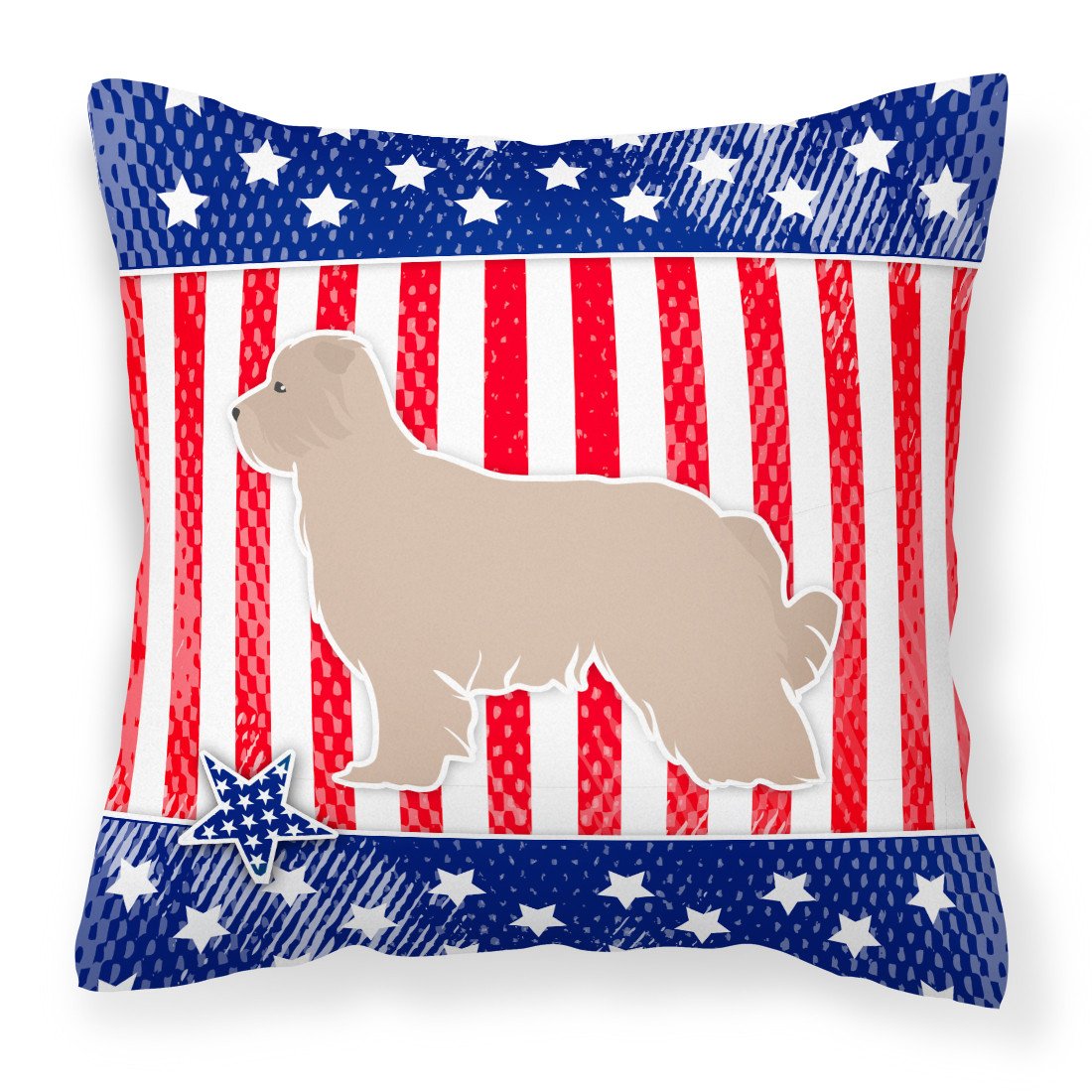 USA Patriotic Pyrenean Shepherd Fabric Decorative Pillow BB3318PW1818 by Caroline&#39;s Treasures
