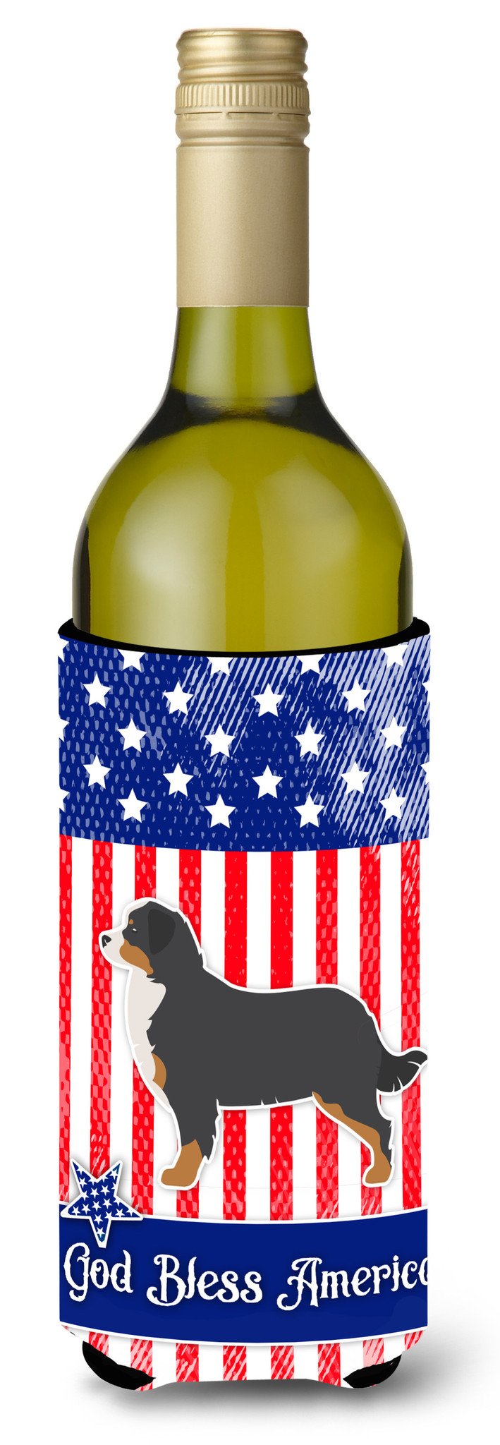 USA Patriotic Bernese Mountain Dog Wine Bottle Beverge Insulator Hugger BB3319LITERK by Caroline&#39;s Treasures
